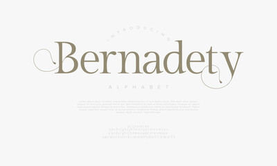 Bernadety typography beauty fashion elegant minimalist serif italic fonts decorative wedding vintage retro logos. Minimal luxury font alphabet logo. Vector illustration