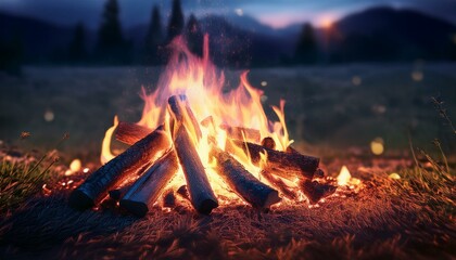 焚火.たき火. Bonfire. AI generated.