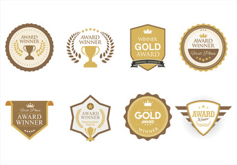 Fototapeta premium Collection of award retro badges and labels first place winner badges 