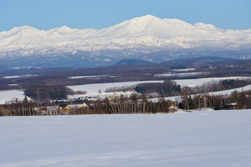 北海道　冬の美瑛の雪景色