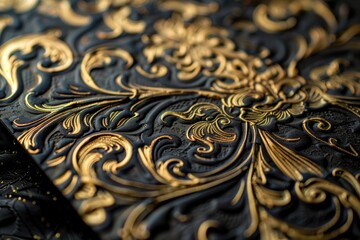 Close-up view of a piece of artwork displayed on a table