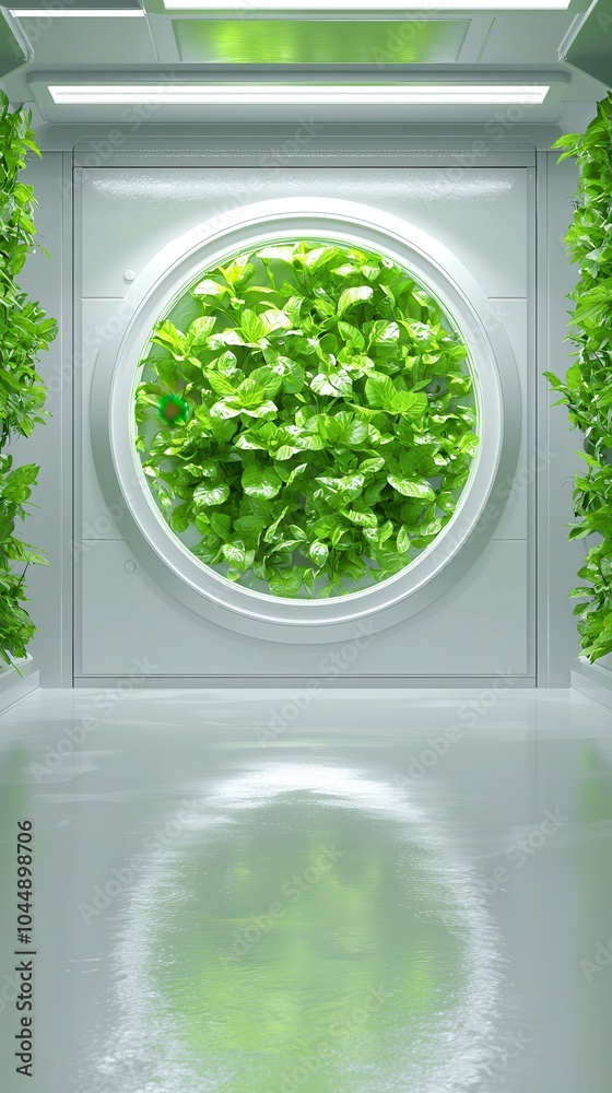 Poster Circular Window With Plants.