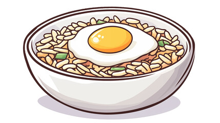 Cartoon egg fried rice illustration material
