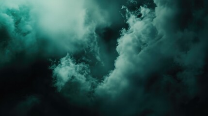 green cloudiness, mist or smog moves on black background.
