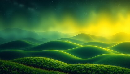 Obraz premium Green Hills Under Starry Sky,