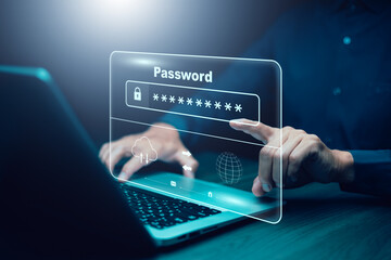 Security and reset password login online concept Hands typing and entering username and password of social media, log in with smartphone to an online bank account, data protection from hacker
