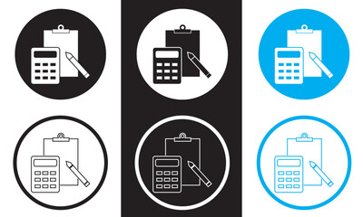 Accounting  solid web and editable stroke icon set.  isolated on white and black background. Vector illustration. EPs 10
