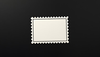 Fototapeta premium Blank vintage postage stamp on black background. Mockup with perforations for your picture text or design 2 isolated with white highlights, png