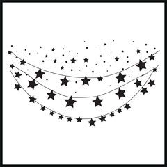 Fototapeta premium Silhouette of Happy Birthday Banner with Stars