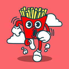 French Fries Mascot Cartoon Vector Art, Illustration and Graphic