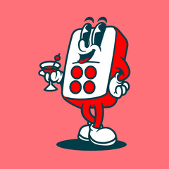Domino Mascot Cartoon Vector Art, Illustration and Graphic