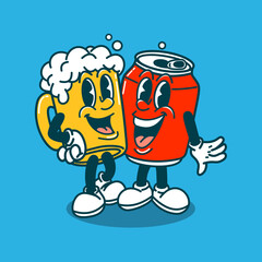 Beer Brother Mascot Cartoon Vector Art, Illustration and Graphic