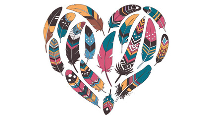 Obraz premium Colorful Bohemian Style Decorative Feather Illustrations