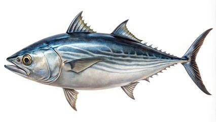 Skipjack tuna fish on white background