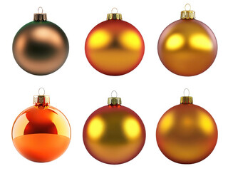 A delightful assortment of Christmas tree ornaments in rich hues like gold, orange, and red, perfect for adding sparkle to holiday decorations and creating a warm festive atmosphere