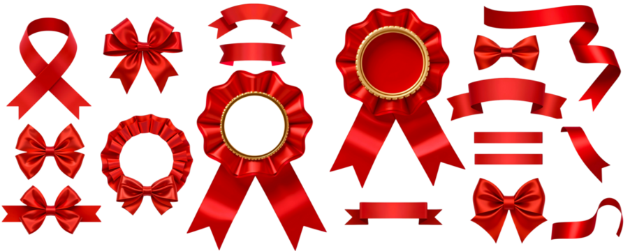 Red Ribbon Set:  A versatile collection of red ribbons, bows, and rosettes, perfect for adding a touch of elegance and celebration to your designs.  