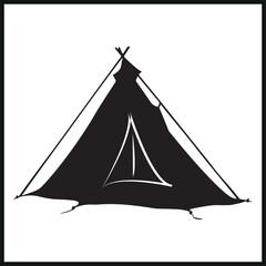 Silhouette of Pitched Tent Camping