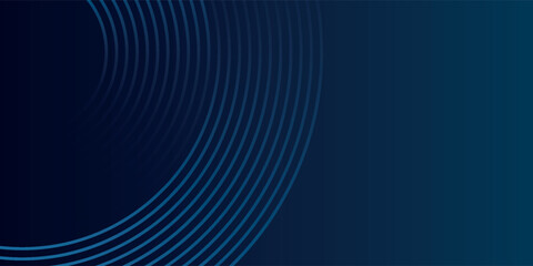 Abstract blue glowing geometric lines on dark blue background. Modern shiny blue circle lines pattern. Futuristic technology concept
