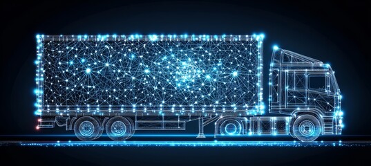 Futuristic Semi-Trailer Truck with Cargo Container, Transportation and Logistics Concept Design