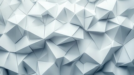 Fototapeta premium Abstract geometric pattern of white and gray triangular shapes creating a dynamic and modern background.