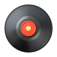 Vinyl record icon, black with circular grooves and red center