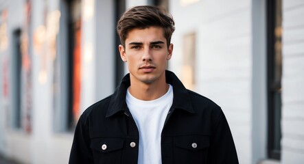 Obraz premium caucasian young man urban streetwear bright background wearing fashion portrait