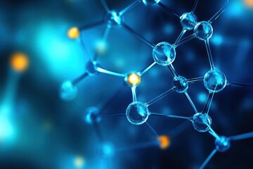 abstract blue glowing molecular structure
