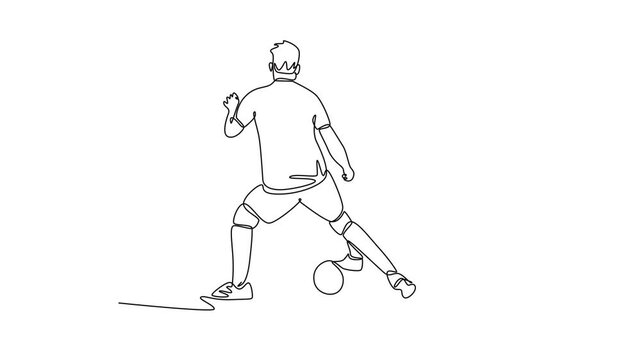 Futsal sports. Sports concept. Single line draw design. Full length animation illustration. High quality 4k footage.