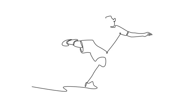 Futsal sports. Sports concept. Single line draw design. Full length animation illustration. High quality 4k footage.