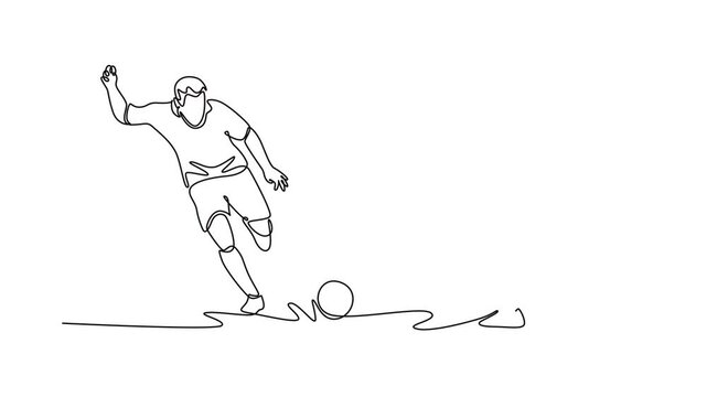 Futsal sports. Sports concept. Single line draw design. Full length animation illustration. High quality 4k footage.