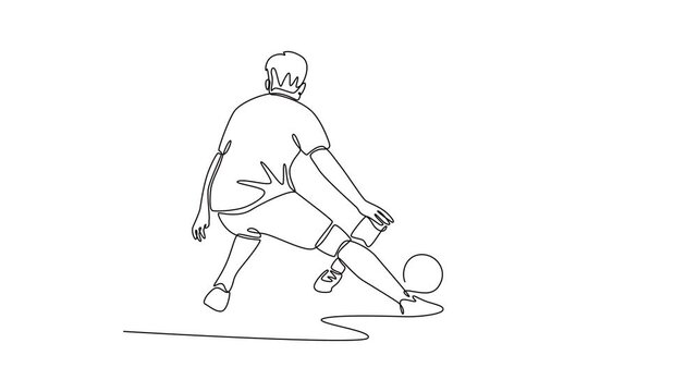 Futsal sports. Sports concept. Single line draw design. Full length animation illustration. High quality 4k footage.
