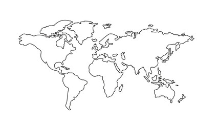 world map in line art