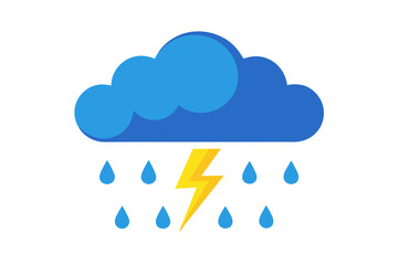 Rain weather with thunder | isolated vector silhouette illustration on white background