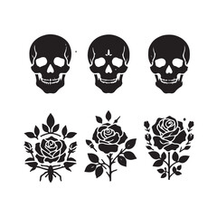 Fototapeta premium Set of skull silhouettes vector illustration