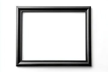 Thin Black Frame with White Mat. Minimalistic Art Object Isolated on White Background