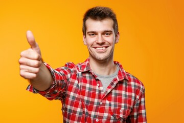 A happy individual giving a positive gesture, suitable for various uses such as social media, marketing or personal projects