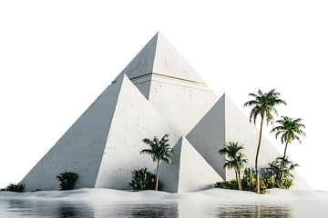 Pyramid architecture on a transparent background pyramid in the sea