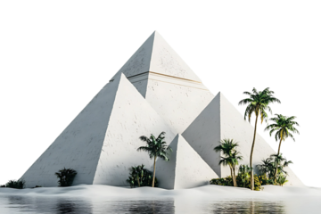 Pyramid architecture on a transparent background pyramid in the sea