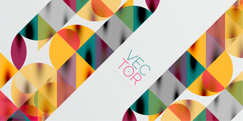 Triangles, round triangles and circles techno art. Vector Illustration For Wallpaper, Banner, Background, Card, Book Illustration, landing page