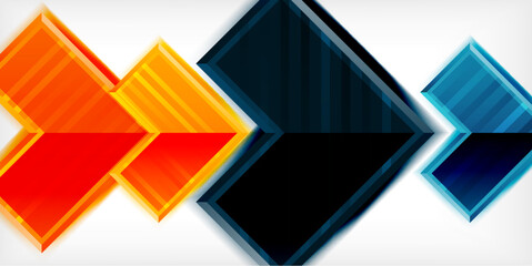 Arrow symbols created with 3d effects and line texture geometric abstract background