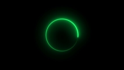 neon Loading Circle, video. Download progress, preloaded animation web design template, interface buffering upload.  4K graphic