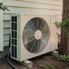 Outdoor Air Conditioner Unit Installed Outside Home Providing Cool Relief During Summer