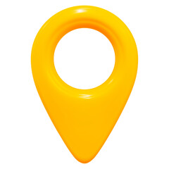 3d yellow map location pointer. Pin code icon of the geolocation map.  Stock vector illustration on isolated background.	
