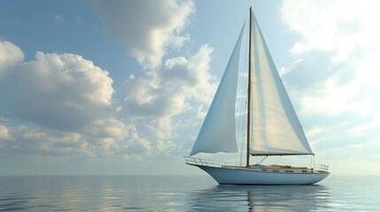 Fototapeta premium Peaceful Sailing on Calm Waters with Blue Sky