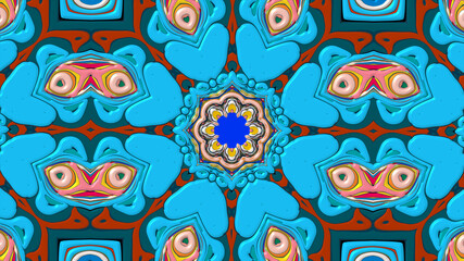 Abstract colorful psychedelic mandala kaleidoscope background pattern for a summer music festival