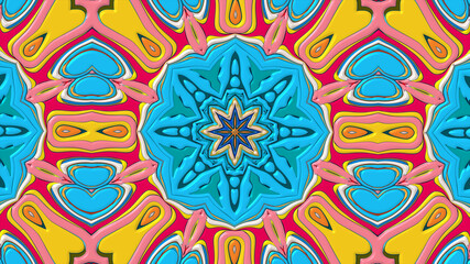 Abstract colorful psychedelic mandala kaleidoscope background pattern for a summer music festival