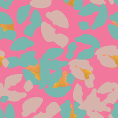 Pink seamless pattern, background, wallpaper with different shapes. Abstract modern trendy style. Hand drawn contemporary vector illustration
