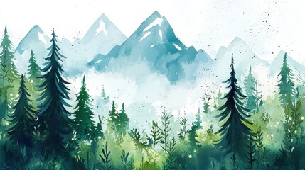 Fototapeta premium Ethereal Landscapes: A 4K Watercolor Wonderland