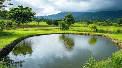 Serene Landscape with Calm Water and Greenery