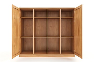 Empty cupboard isolated on white background